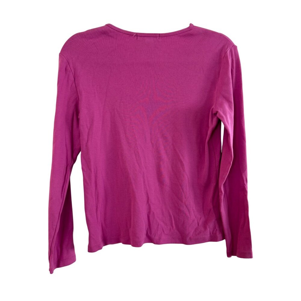 Lauren Ralph Lauren Womens Pink Long Sleeve Crew Neck Shirt M 100% Cotton Lightw - Picture 3 of 4